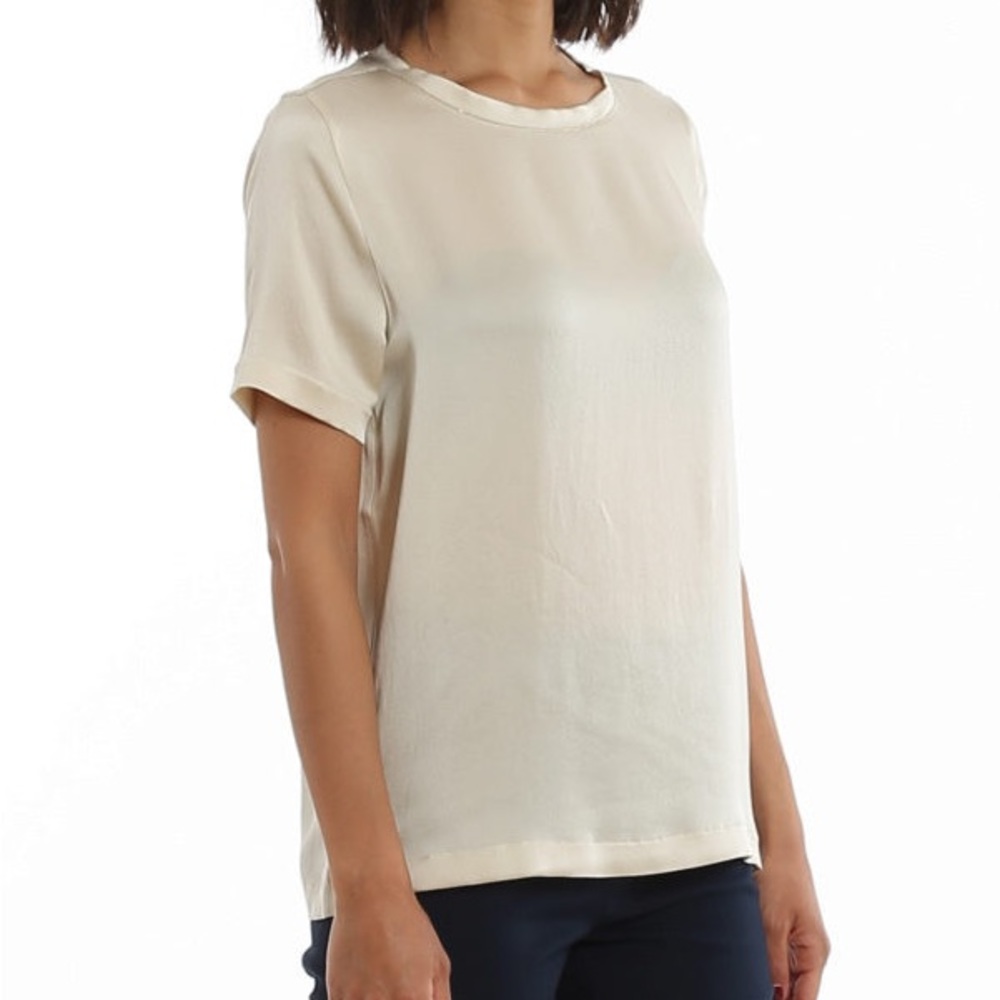 Equipment femme silk blouse short sleeve scoop neck